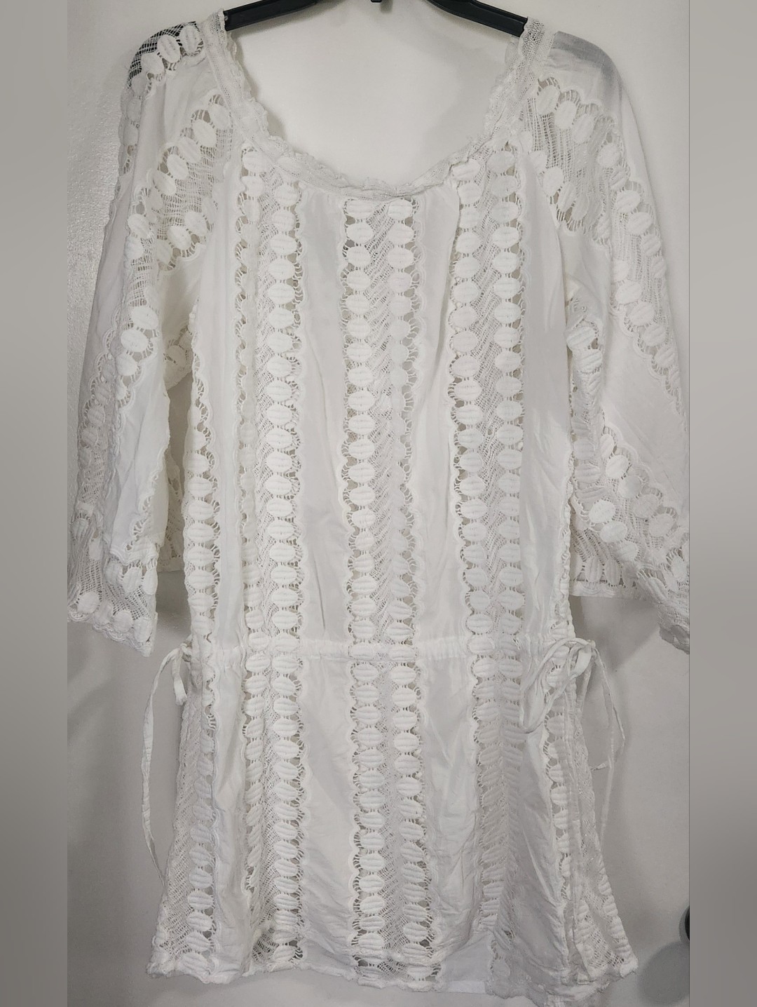 Miguelina Swim Cover Up White Cotton Size L Beach Resortwear